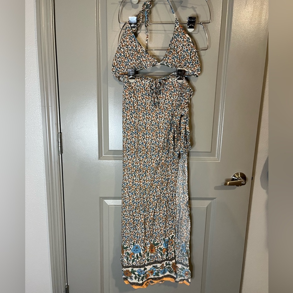 Floral Two-Piece Maxi Dress - Multicolor